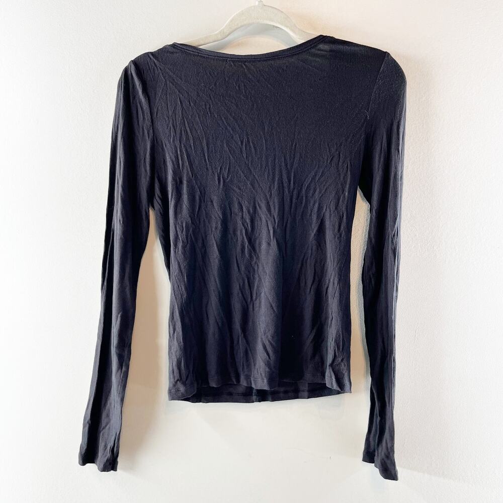 Lululemon Ribbed Soft Long Sleeve Crewneck Tee Top Black 6